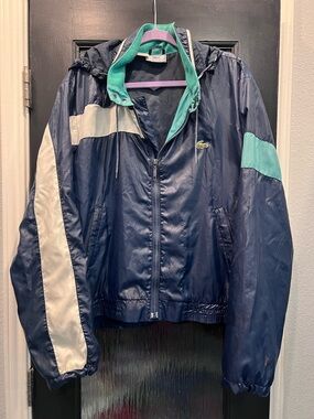 Vintage Lacoste Navy Jacket with Mint Green Trim